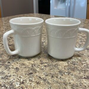 Pier 1 Coffee Mugs. Set of 2. Off White. Made in Italy! EUC